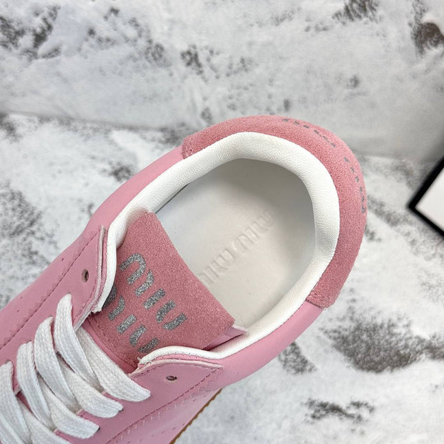 RETRO SNEAKERS IN PINK LAMBSKIN MIX SUEDE