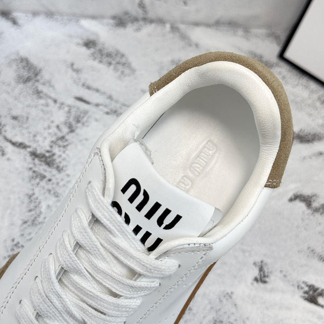 RETRO SNEAKERS IN WHITE LAMBSKIN MIX PEANUT SUEDE