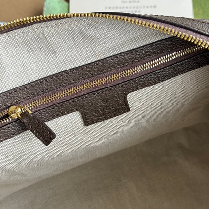 OPHIDIA LARGE BOSTON BAG 31 IN BEIGE EBONY GG BROWN CALFSKIN TRIM