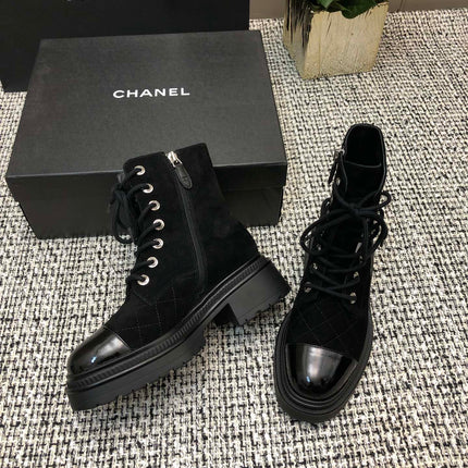 SHORT BOOTS BLACK SUEDE LAMBSKIN