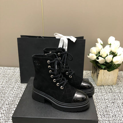 SHORT BOOTS BLACK SUEDE LAMBSKIN