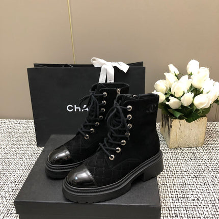 SHORT BOOTS BLACK SUEDE LAMBSKIN