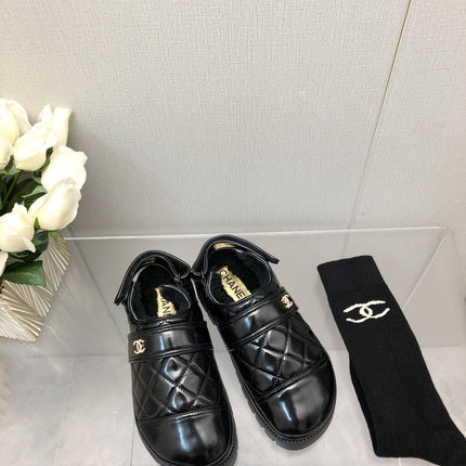 CHUNKY PLATFORM SHEARLING SLIPPER BLACK LAMBSKIN