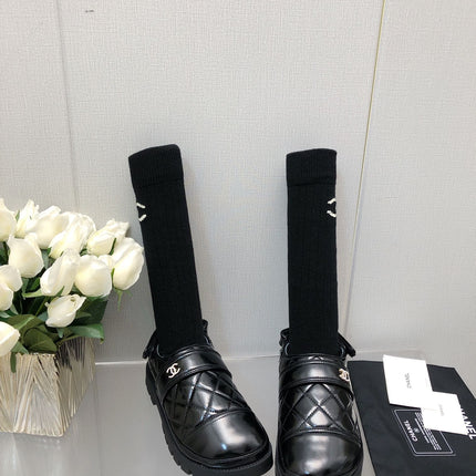 CHUNKY PLATFORM SHEARLING SLIPPER BLACK LAMBSKIN