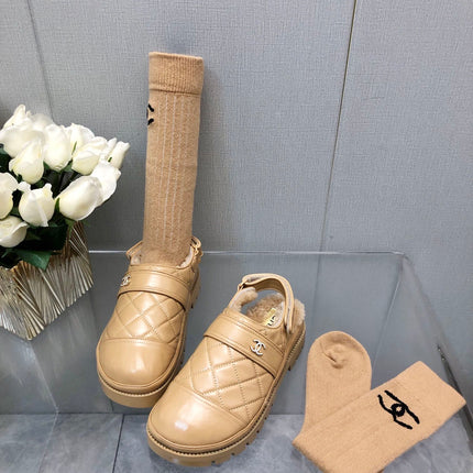 CHUNKY PLATFORM SHEARLING SLIPPER BEIGE CREAM LAMBSKIN