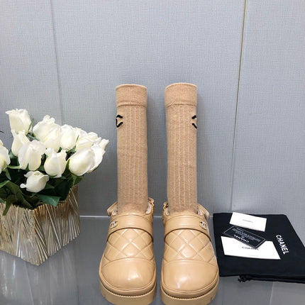 CHUNKY PLATFORM SHEARLING SLIPPER BEIGE CREAM LAMBSKIN