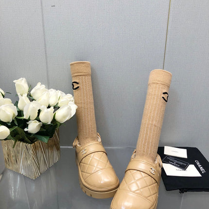 CHUNKY PLATFORM SHEARLING SLIPPER BEIGE CREAM LAMBSKIN