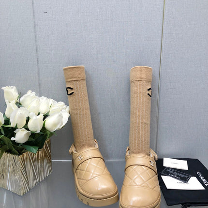 CHUNKY PLATFORM SHEARLING SLIPPER BEIGE CREAM LAMBSKIN