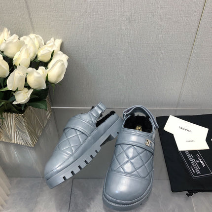 CHUNKY PLATFORM SHEARLING SLIPPER SAPHIRE BLUE LAMBSKIN