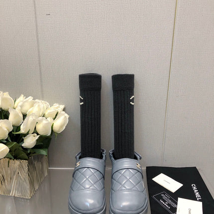 CHUNKY PLATFORM SHEARLING SLIPPER SAPHIRE BLUE LAMBSKIN