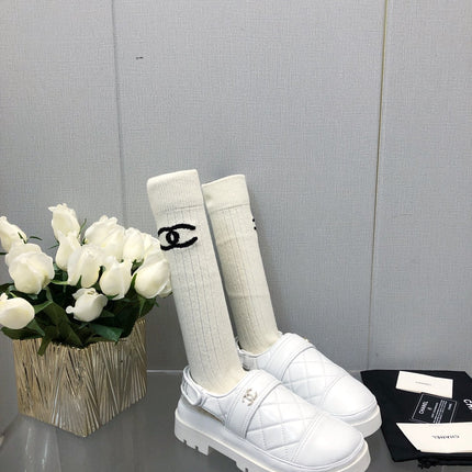 CHUNKY PLATFORM SHEARLING SLIPPER WHITE LAMBSKIN