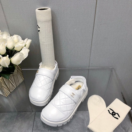 CHUNKY PLATFORM SHEARLING SLIPPER WHITE LAMBSKIN