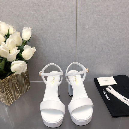 BLOCK HEEL 9 CM SANDAL IN WHITE LAMBSKIN