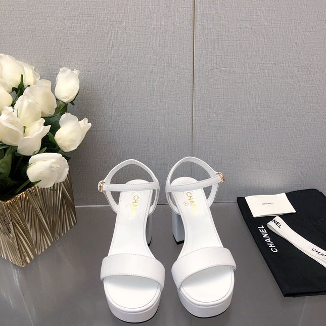 BLOCK HEEL 9 CM SANDAL IN WHITE LAMBSKIN