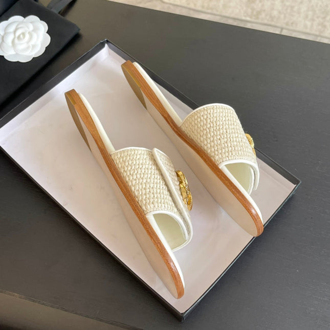 CC Logo Mule Sandal 10mm White Lambskin 610370