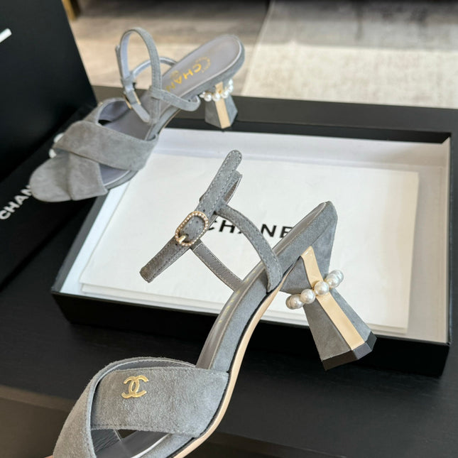 High Sandals Lambskin Gray