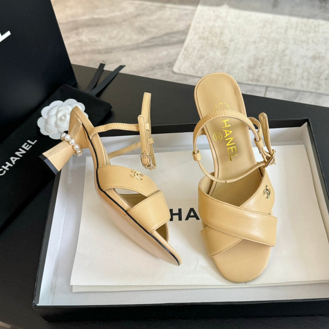 High Sandals Lambskin Yellow Cream