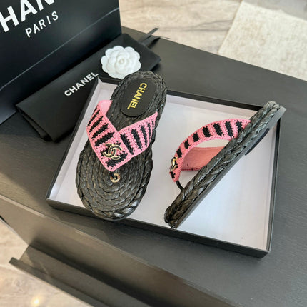 Double C Hottest Knit Flip-Flops Black Pink
