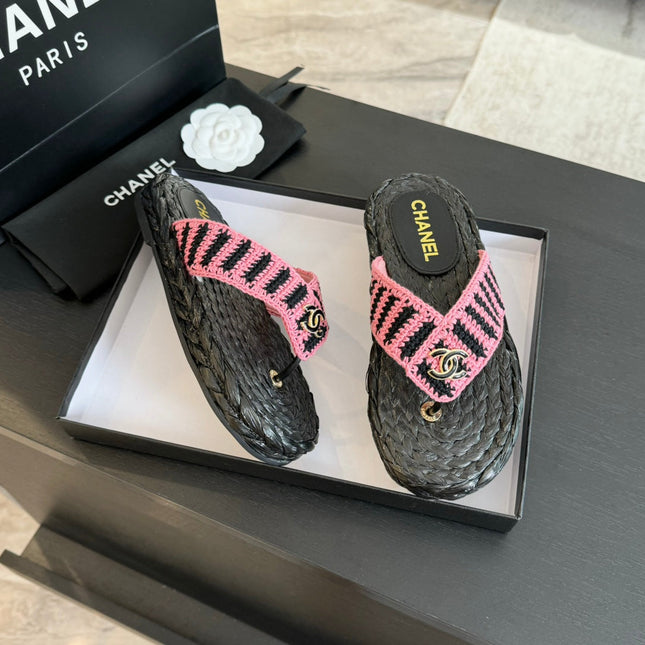 Double C Hottest Knit Flip-Flops Black Pink