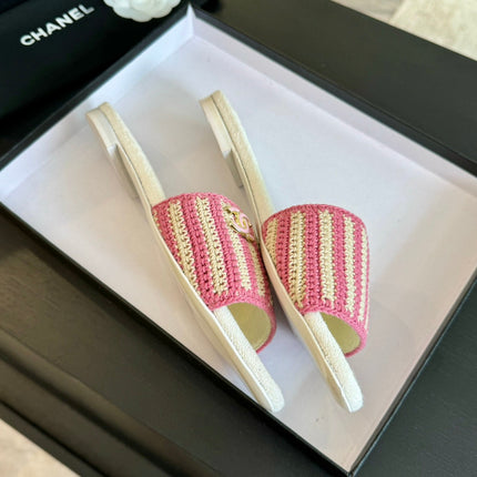 Double C Sheepskins Knit Slippers White Pink