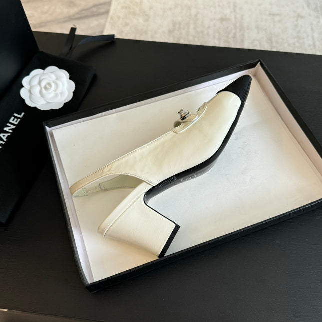 Double C WOMEN'S Slingback SPIRIT TOE White Lambskin