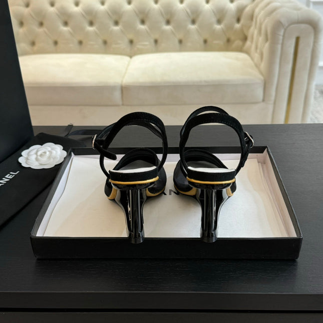 Waterproof Platform High Heels Transparent Heel Mesh  Black