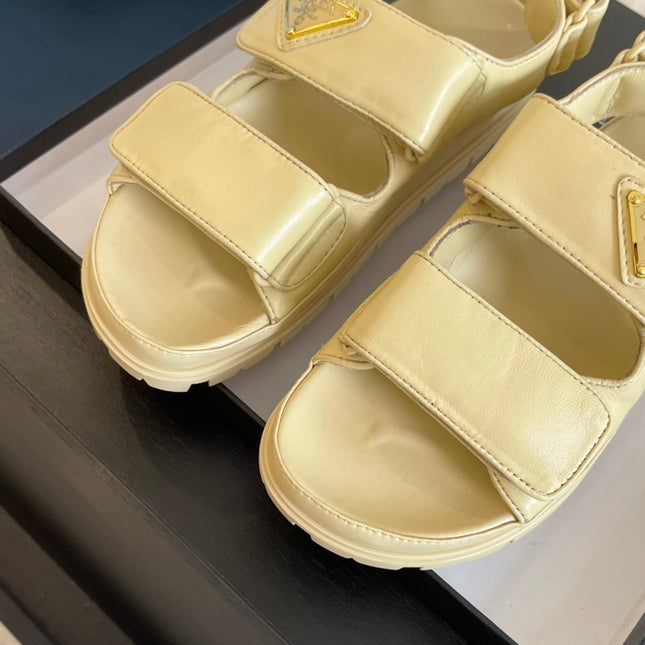 PRA FLAT NAPPA SANDALS BEIGE LAMBSKIN