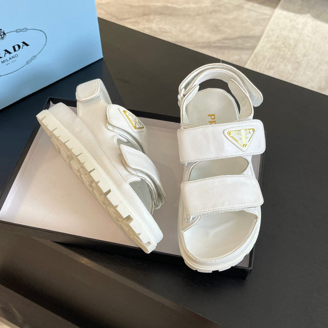 PRA FLAT NAPPA SANDALS WHITE LAMBSKIN