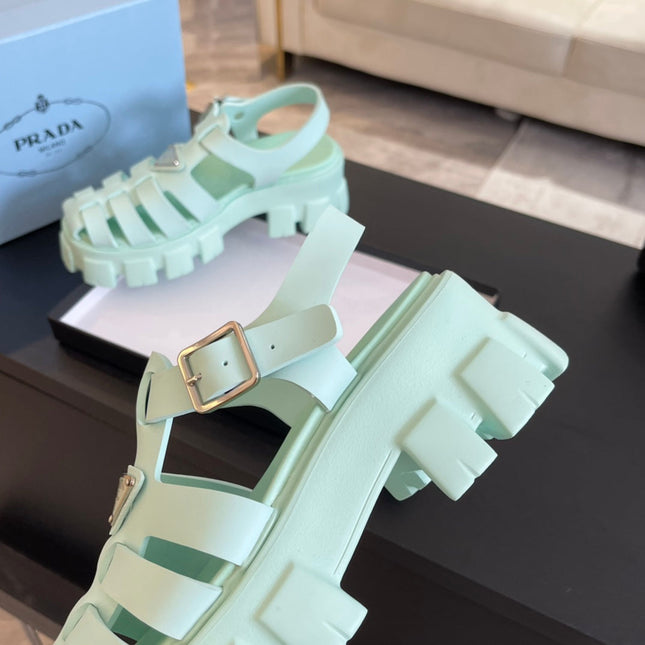 PRA RUBBER MONOLITH SANDALS MINT CALFSKIN