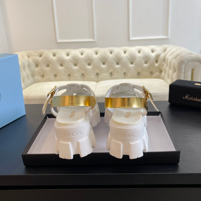 PRA RUBBER MONOLITH SANDALS METALLIC GOLD CALFSKIN