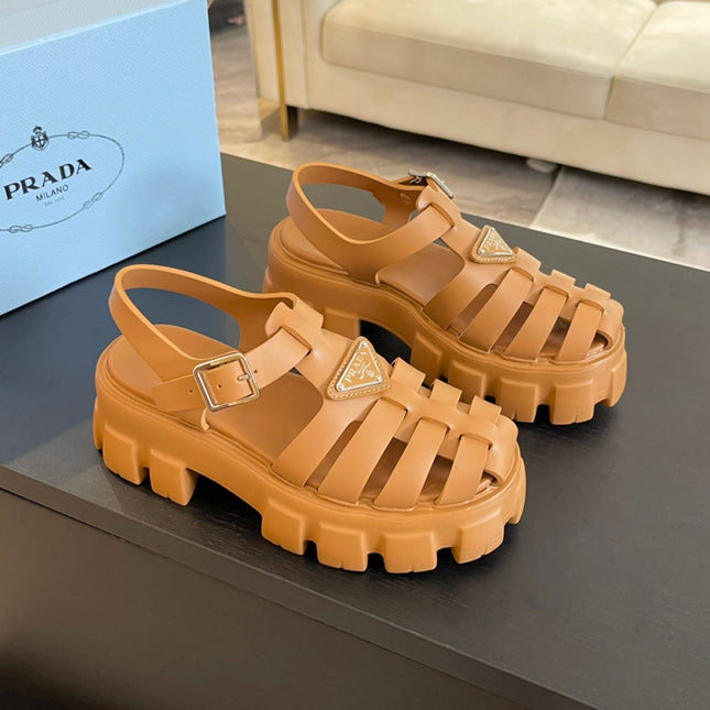PRA RUBBER MONOLITH SANDALS BRONZE CALFSKIN