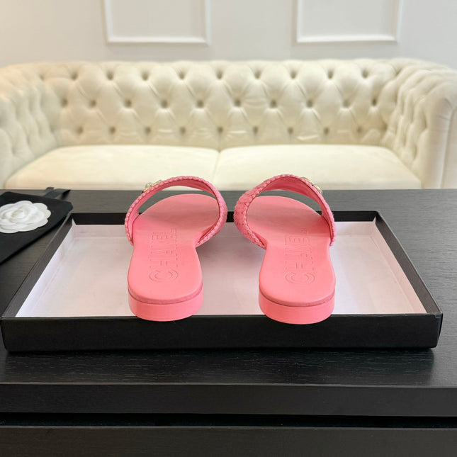 CC BRIGHT PINK WOVEN FLAT SLIPPERS