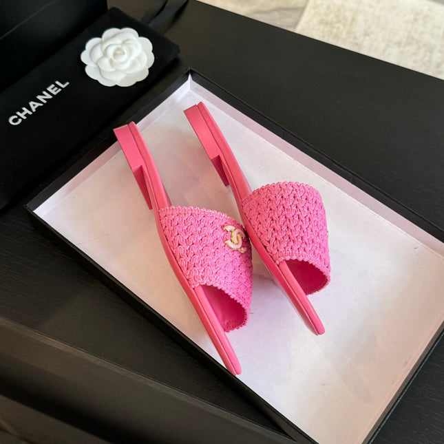 CC BRIGHT PINK WOVEN FLAT SLIPPERS
