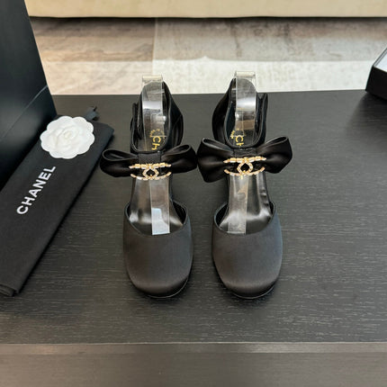 HIGH MARRY JANE IN BLACK SATIN