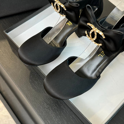 HIGH MARRY JANE IN BLACK SATIN