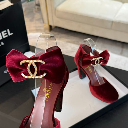 HIGH MARRY JANE IN CHERRY RED VELVET