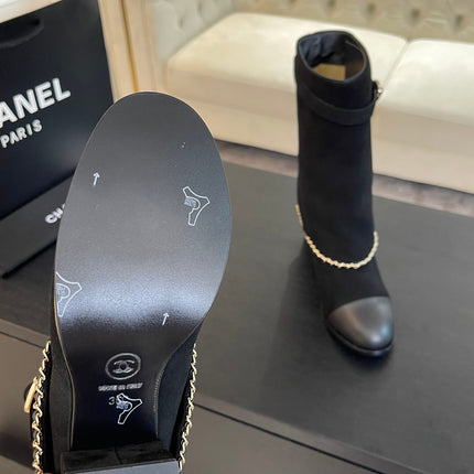 SHORT BOOTS 6.5 CM IN BLACK SUEDE AND CALFSKIN