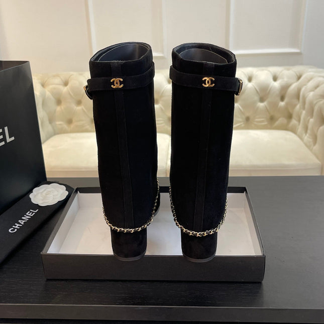 SHORT BOOTS 6.5 CM IN BLACK SUEDE AND CALFSKIN