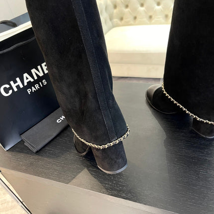 HIGH BOOTS 6.5 CM IN BLACK SUEDE AND CALFSKIN