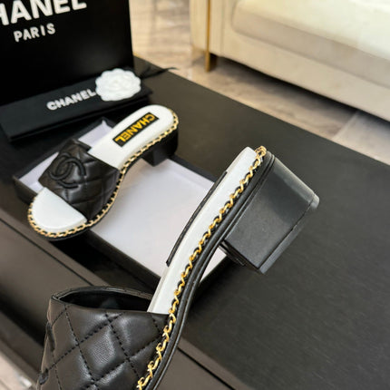 HIGH FLATFORM SLIPPER IN BLACK EMBOSSED SHEEPSKIN