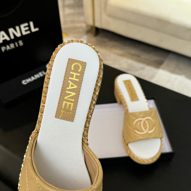 HIGH FLATFORM SLIPPER IN DIJON YELLOW EMBOSSED SHEEPSKIN