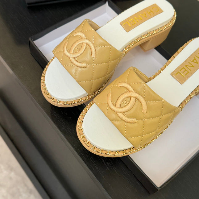 HIGH FLATFORM SLIPPER IN DIJON YELLOW EMBOSSED SHEEPSKIN