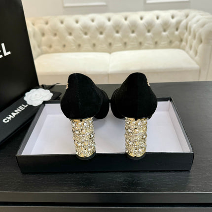 HIGH HEEL 85 MM SANDALS IN BLACK SUEDE AND FABRIC