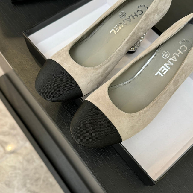 HIGH HEEL 85 MM SANDALS IN PALE GRAY SUEDE AND BLACK FABRIC