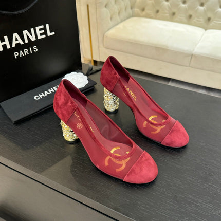 HIGH HEEL 85 MM SANDALS IN CHERRY RED SUEDE AND MESH