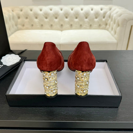 HIGH HEEL 85 MM SANDALS IN CHERRY RED SUEDE AND MESH