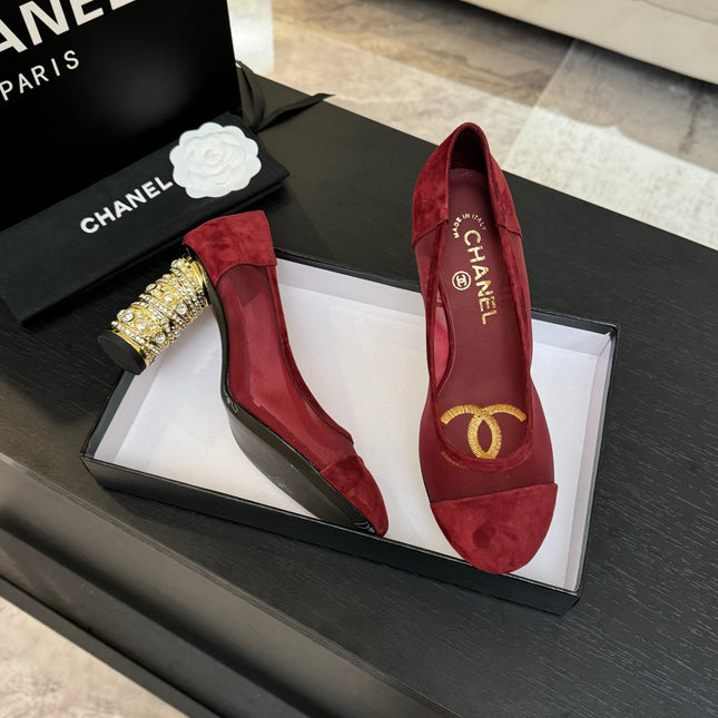 HIGH HEEL 85 MM SANDALS IN CHERRY RED SUEDE AND MESH