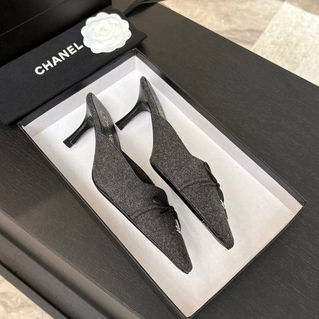 HIGH HEEL MULE 65 MM IN MOUSE GRAY FELT COTH