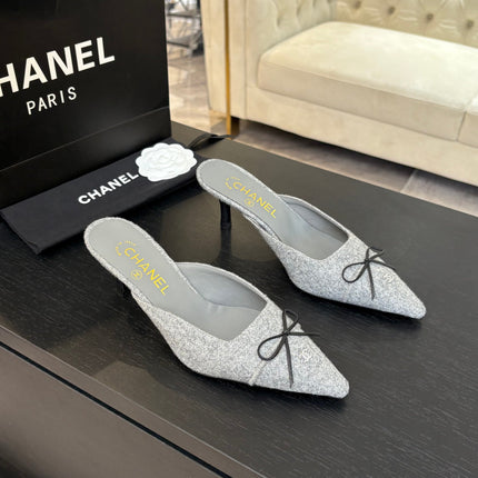 HIGH HEEL MULE 65 MM IN DOVE GRAY FELT COTH