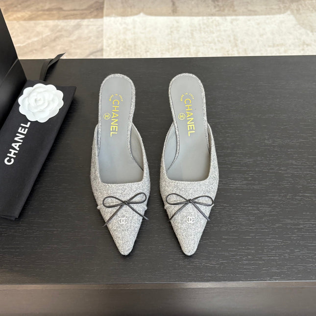 HIGH HEEL MULE 65 MM IN DOVE GRAY FELT COTH